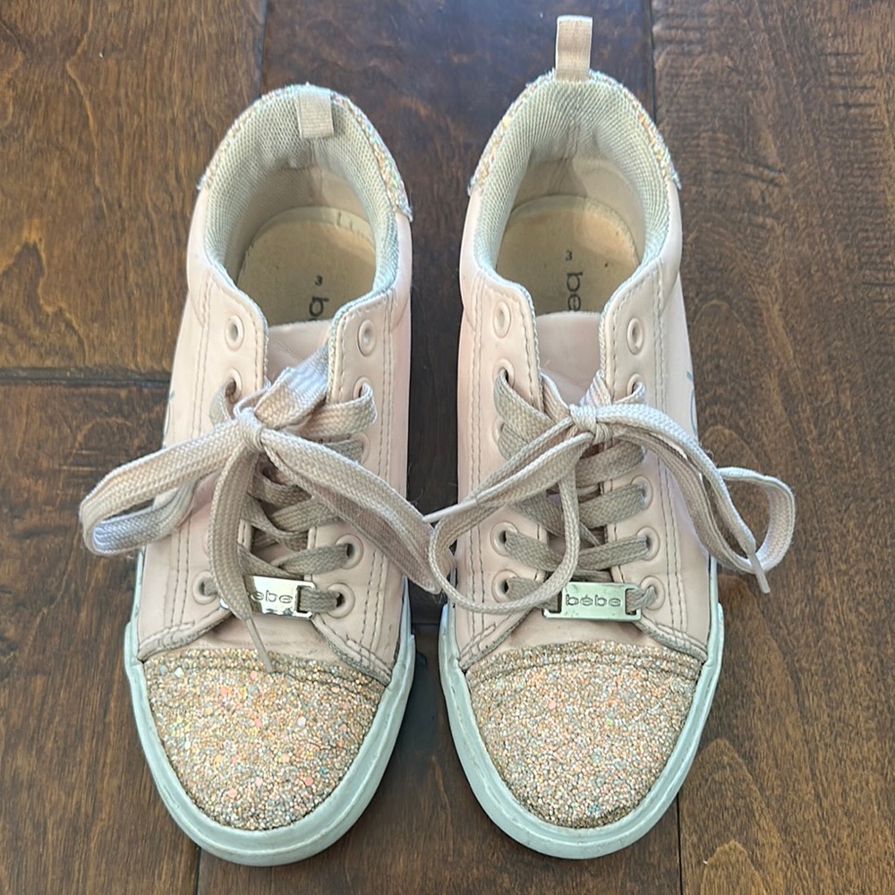 Bebe Pink Sneakers with Glitter Toe